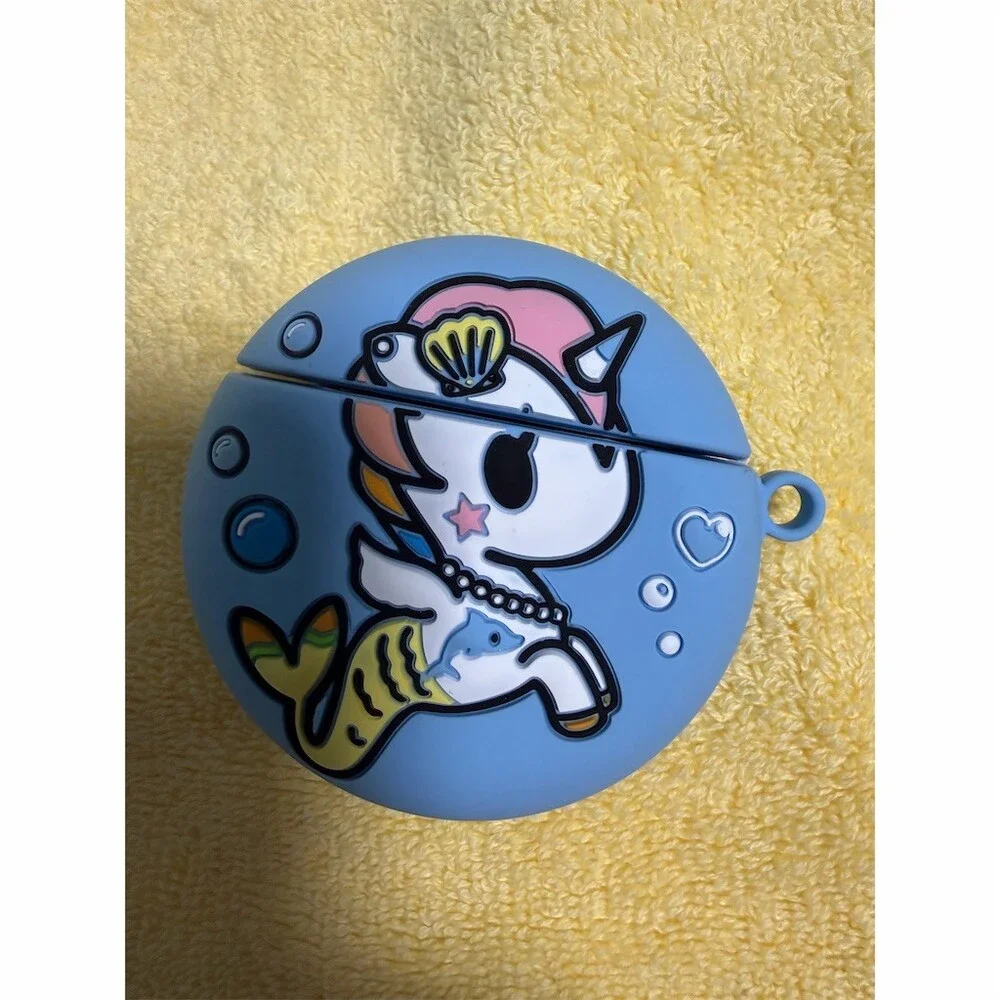 Tokidoki Mermicorno AirPods Case Cover Blue 2-Piece w/ Keychain Ring
